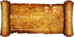 Károli Fodor névjegykártya